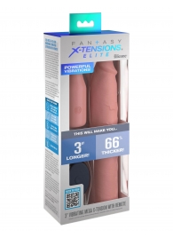 Телесная вибронасадка на член 3  Vibrating Mega X-tension with Remote - 22,9 см. - Pipedream - в Красногорске купить с доставкой