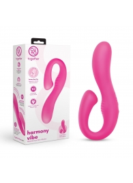 Розовый вибромассажер с клиторальным отростком Harmony Vibe - 16,8 см. - Together Toy