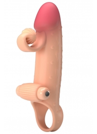 Телесная вибронасадка на пенис с подхватом мошонки - 20 см. - Baile - в Красногорске купить с доставкой