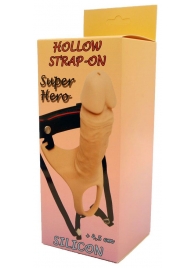 Телесный полый страпон на ремешках - 16,5 см. - Boys of Toys - купить с доставкой в Красногорске