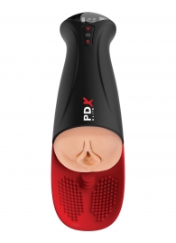 Телесный мастурбатор-вагина в черной колбе с вибрацией Fuck-O-Matic Pro XL - Pipedream - в Красногорске купить с доставкой