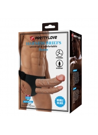 Темно-бежевый фаллопротез для двойного проникновения - 17,5 см. - Baile - купить с доставкой в Красногорске