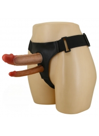 Темно-бежевый фаллопротез для двойного проникновения - 17,5 см. - Baile - купить с доставкой в Красногорске