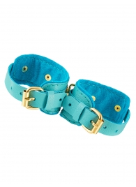 Голубые двуслойные кожаные оковы - Pecado - купить с доставкой в Красногорске