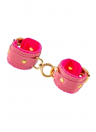 Розовые двуслойные кожаные оковы - Pecado - купить с доставкой в Красногорске