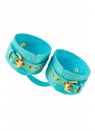 Голубые однослойные кожаные оковы - Pecado - купить с доставкой в Красногорске