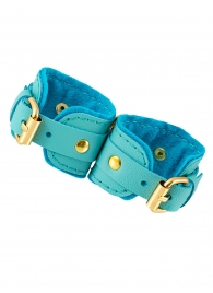 Голубые двуслойные кожаные наручники-браслеты - Pecado - купить с доставкой в Красногорске