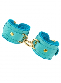 Голубые двуслойные кожаные наручники-браслеты - Pecado - купить с доставкой в Красногорске