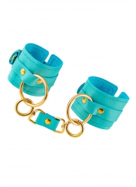 Голубые однослойные кожаные наручники - Pecado - купить с доставкой в Красногорске