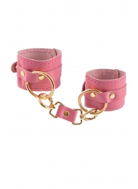 Розовые однослойные кожаные наручники - Pecado - купить с доставкой в Красногорске