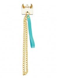 Голубой кожаный поводок с карабином для ошейника - 80 см. - Pecado - купить с доставкой в Красногорске