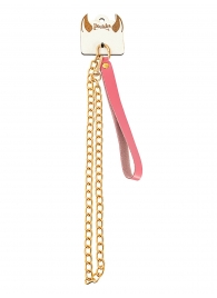 Розовый кожаный поводок с карабином для ошейника - 80 см. - Pecado - купить с доставкой в Красногорске