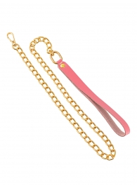 Розовый кожаный поводок с карабином для ошейника - 80 см. - Pecado - купить с доставкой в Красногорске