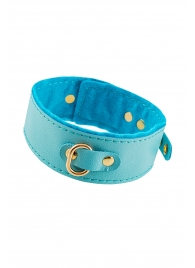 Голубой двуслойный кожаный ошейник с подкладкой из фетра - Pecado - купить с доставкой в Красногорске