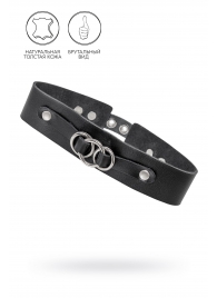 Черный чокер-ошейник со связанными кольцами на подложке - Pecado - купить с доставкой в Красногорске
