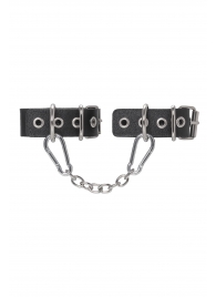 Черные кожаные наручники-браслеты из одного ремешка с люверсами - Pecado - купить с доставкой в Красногорске