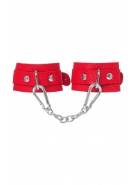 Красные кожаные наручники-браслеты со скруглёнными углами - Pecado - купить с доставкой в Красногорске