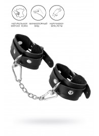 Черные кожаные наручники-браслеты со скруглёнными углами - Pecado - купить с доставкой в Красногорске