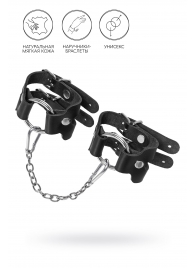 Черные кожаные наручники-браслеты из двух ремешков - Pecado - купить с доставкой в Красногорске