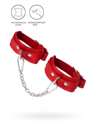 Красные кожаные узкие оковы со скруглёнными углами - Pecado - купить с доставкой в Красногорске