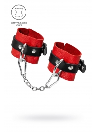 Красно-черные мягкие наручники с одним ремешком с люверсами - Pecado - купить с доставкой в Красногорске