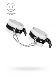 Бело-черные мягкие оковы с одним ремешком и люверсами - Pecado - купить с доставкой в Красногорске