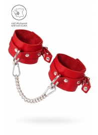 Красные мягкие кожаные оковы с люверсами - Pecado - купить с доставкой в Красногорске