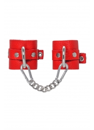 Красные мягкие кожаные наручники с люверсами - Pecado - купить с доставкой в Красногорске