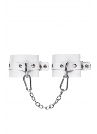 Белые мягкие кожаные оковы с люверсами - Pecado - купить с доставкой в Красногорске