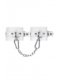 Белые мягкие кожаные наручники с люверсами - Pecado - купить с доставкой в Красногорске