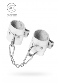 Белые мягкие кожаные наручники с люверсами - Pecado - купить с доставкой в Красногорске