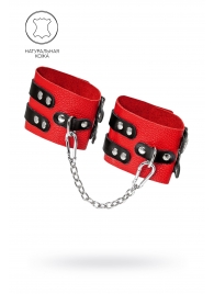 Красно-черные мягкие оковы с двумя ремешками с люверсами - Pecado - купить с доставкой в Красногорске