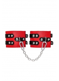 Красно-черные мягкие оковы с двумя ремешками с люверсами - Pecado - купить с доставкой в Красногорске