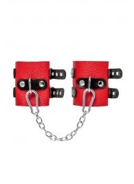 Красно-черные мягкие наручники с двумя ремешками с люверсами - Pecado - купить с доставкой в Красногорске