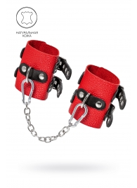Красно-черные мягкие наручники с двумя ремешками с люверсами - Pecado - купить с доставкой в Красногорске
