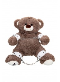 Бондажный набор: бурый мишка с белыми оковами и наручниками - Pecado - купить с доставкой в Красногорске