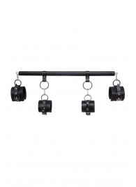 Черная распорка с 4 манжетами для рук и ног - Pecado - купить с доставкой в Красногорске