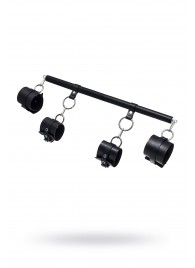 Черная распорка с 4 манжетами для рук и ног - Pecado - купить с доставкой в Красногорске