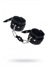 Черные двухслойные наручники с белой строчкой - Pecado - купить с доставкой в Красногорске