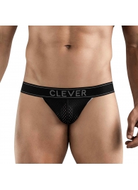 Черные перфорированные трусы-джоки Clever Ambar Jockstrap - Clever Masculine Underwear купить с доставкой
