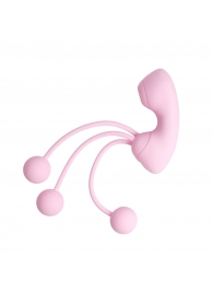 Розовый вакуумный стимулятор клитора с вагинальными виброшариками - Youvic