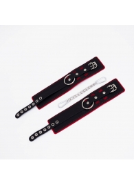 Черно-красные оковы с красной строчкой Sex - Crazy Handmade - купить с доставкой в Красногорске