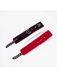 Черно-красные оковы с красной строчкой Sex - Crazy Handmade - купить с доставкой в Красногорске