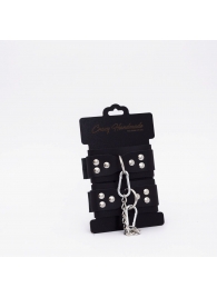 Черные кожаные наручники с регулируемыми ремешками - Crazy Handmade - купить с доставкой в Красногорске