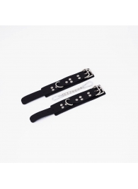 Черные кожаные наручники с регулируемыми ремешками - Crazy Handmade - купить с доставкой в Красногорске