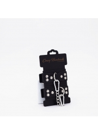 Черные кожаные оковы с регулируемыми ремешками - Crazy Handmade - купить с доставкой в Красногорске