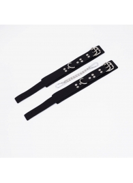 Черные кожаные оковы с регулируемыми ремешками - Crazy Handmade - купить с доставкой в Красногорске