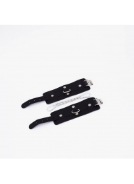 Черные кожаные наручники с хромированной фурнитурой - Crazy Handmade - купить с доставкой в Красногорске