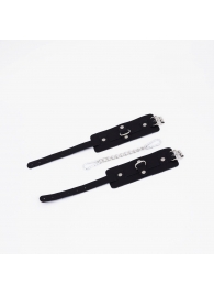 Черные кожаные оковы с хромированной фурнитурой - Crazy Handmade - купить с доставкой в Красногорске