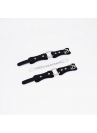 Черные кожаные наручники с кольцом - Crazy Handmade - купить с доставкой в Красногорске